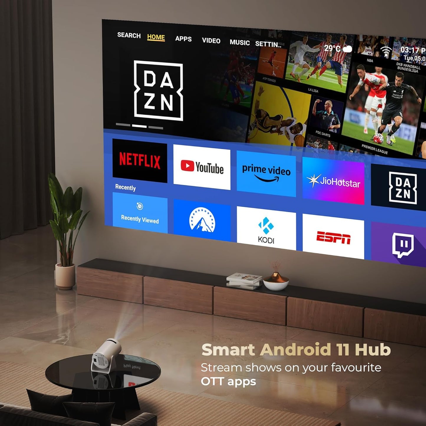 FaveGrove™ Smart Projector Android, 1080P& 4K Ultra